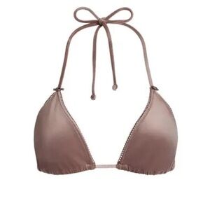 SKIMS VELVET SWIM TRIANGLE BIKINI TOP UMBER S